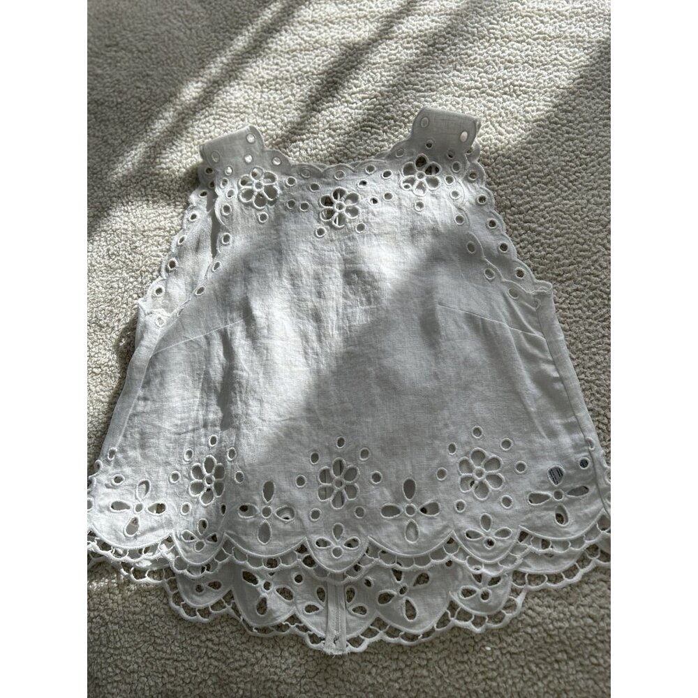 Madewell $118 Women's Embroidered Eyelet High-Low Tank White Salt Linen XS NV191 - Picture 11 of 15